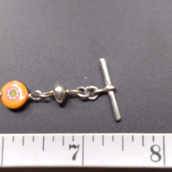 Sterling Silver Bracelet Millefiori Glass Beads double sided Italy - Picture 4 of 4